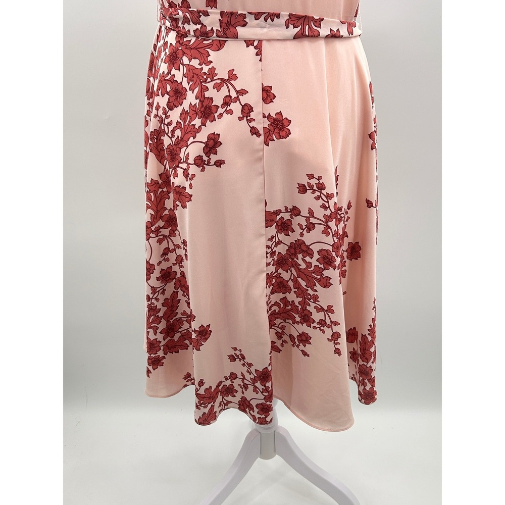 Nanette Lepore Pink Floral Sleeveless Belted Midi Shirtdress Size 6 Burgundy - Picture 12 of 16